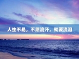 人生不易，不愿流汗，就要流泪