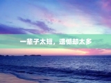 一辈子太短，遗憾却太多