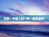 王蒙：中国人的一种“概念崇拜”