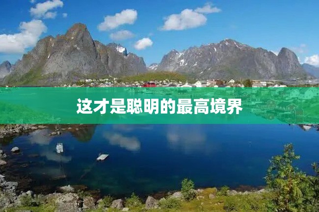 这才是聪明的最高境界