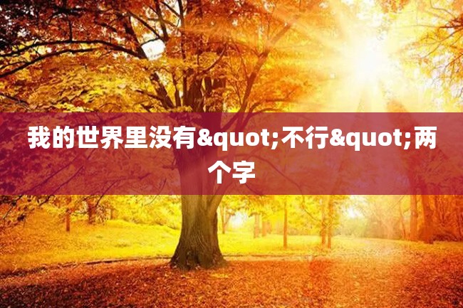 我的世界里没有"不行"两个字