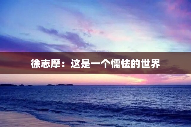 徐志摩:这是一个懦怯的世界