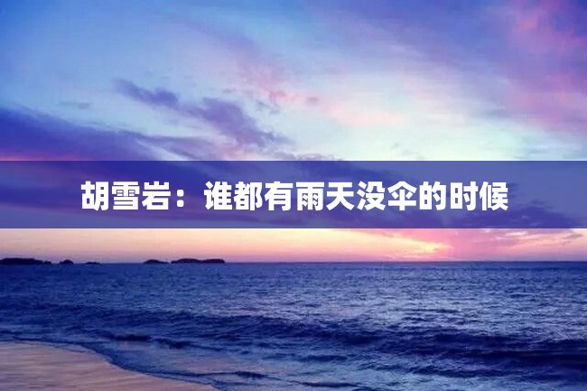 胡雪岩:谁都有雨天没伞的时候