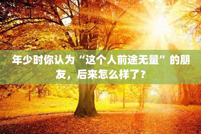 年少时你认为“这个人前途无量”的朋友,后来怎么样了?