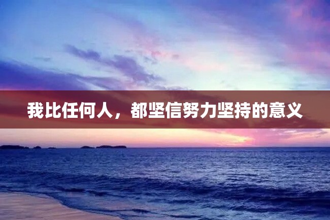我比任何人,都坚信努力坚持的意义