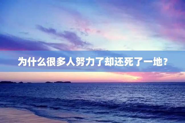 为什么很多人努力了却还死了一地?