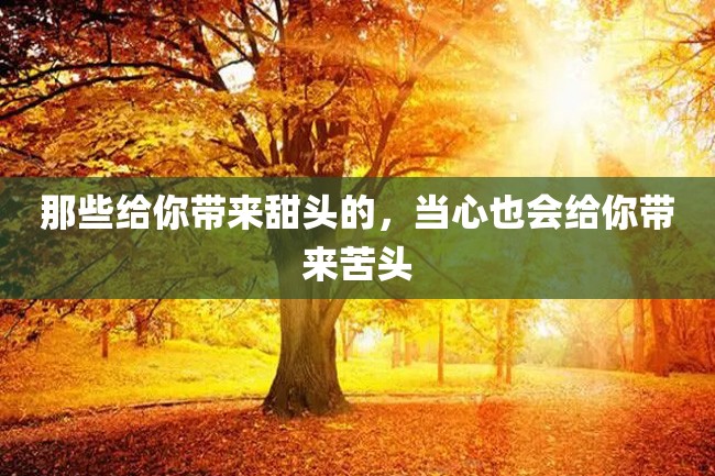 那些给你带来甜头的,当心也会给你带来苦头