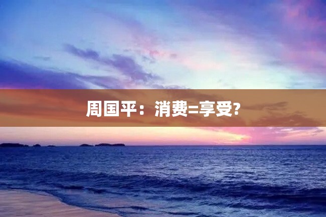 周国平:消费=享受?