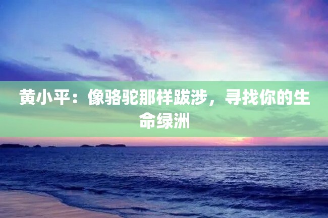 黄小平:像骆驼那样跋涉,寻找你的生命绿洲