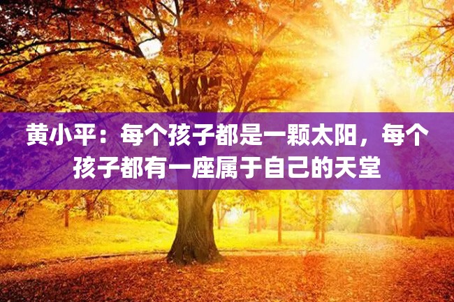 黄小平:每个孩子都是一颗太阳,每个孩子都有一座属于自己的天堂