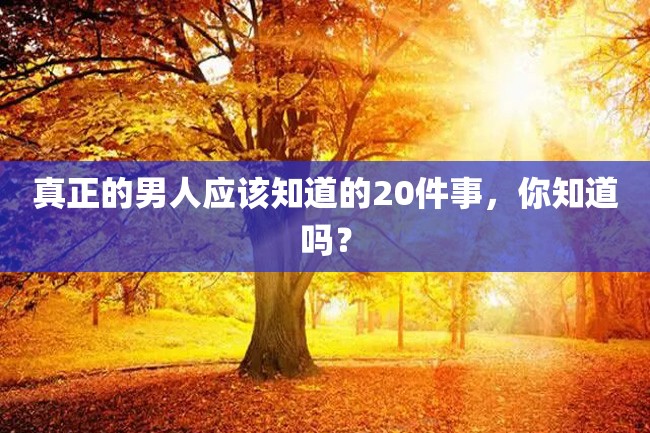 真正的男人应该知道的20件事,你知道吗?