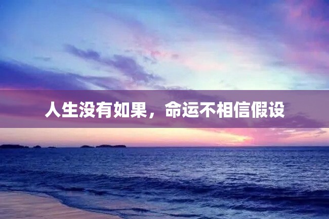 人生没有如果,命运不相信假设