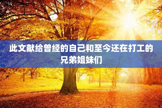 此文献给曾经的自己和至今还在打工的兄弟姐妹们
