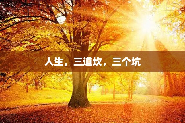 人生,三道坎,三个坑