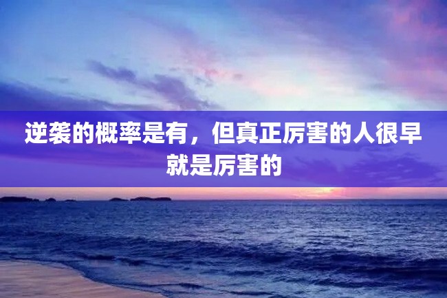 逆袭的概率是有,但真正厉害的人很早就是厉害的