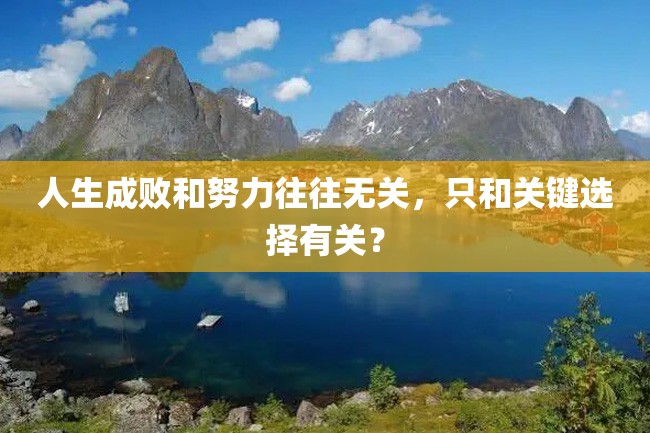 人生成败和努力往往无关,只和关键选择有关?