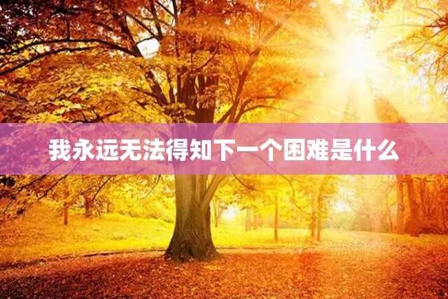 我永远无法得知下一个困难是什么