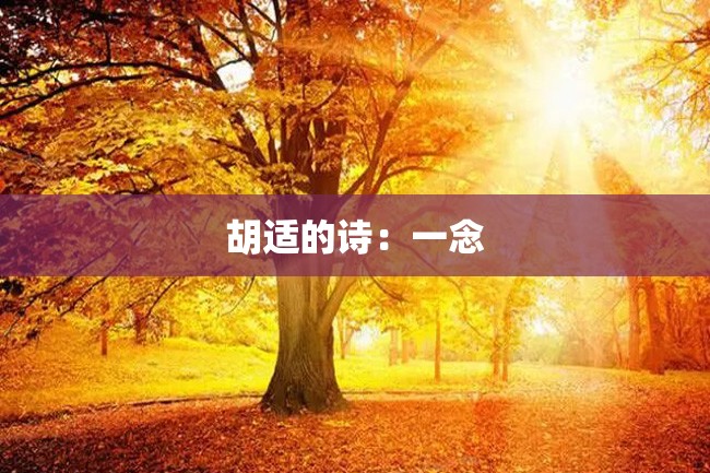胡适的诗:一念