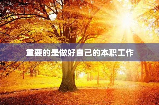 重要的是做好自己的本职工作