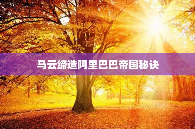 马云缔造阿里巴巴帝国秘诀