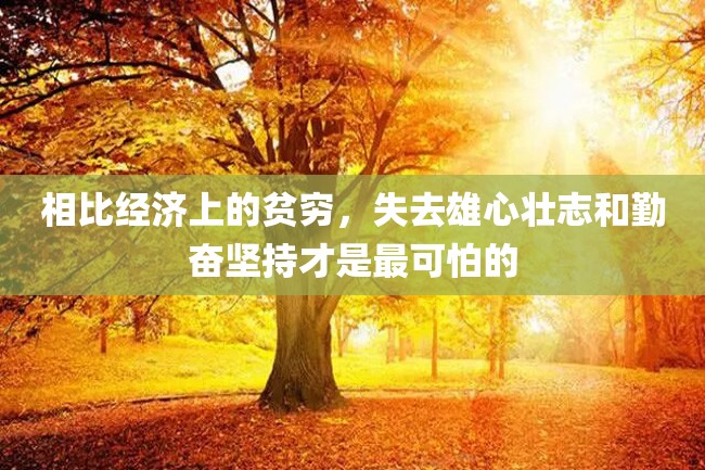 相比经济上的贫穷,失去雄心壮志和勤奋坚持才是最可怕的