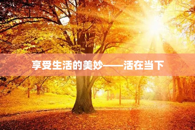 享受生活的美妙——活在当下