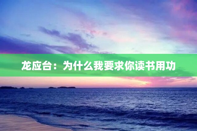 龙应台：为什么我要求你读书用功