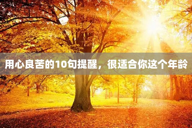 用心良苦的10句提醒,很适合你这个年龄