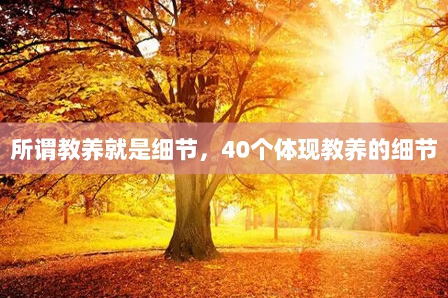 所谓教养就是细节,40个体现教养的细节