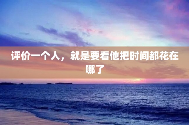 评价一个人,就是要看他把时间都花在哪了