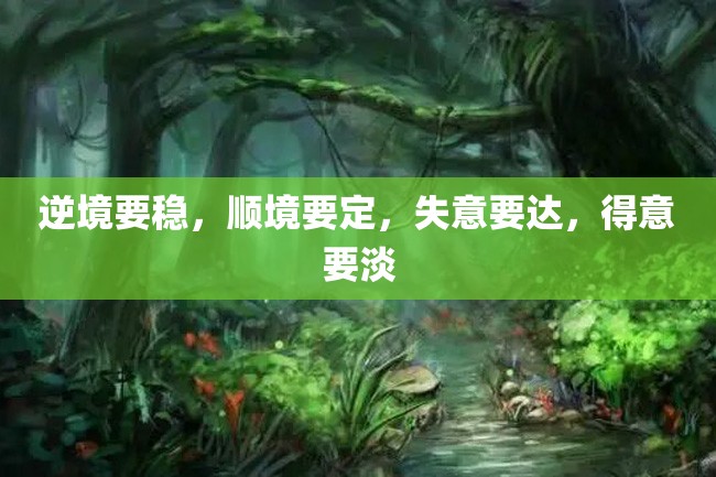 逆境要稳,顺境要定,失意要达,得意要淡
