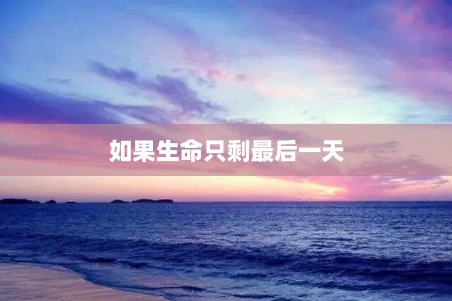 如果生命只剩最后一天