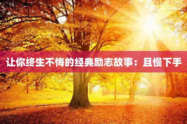 让你终生不悔的经典励志故事:且慢下手