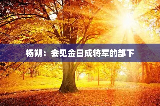 杨朔:会见金日成将军的部下