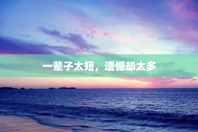 一辈子太短,遗憾却太多