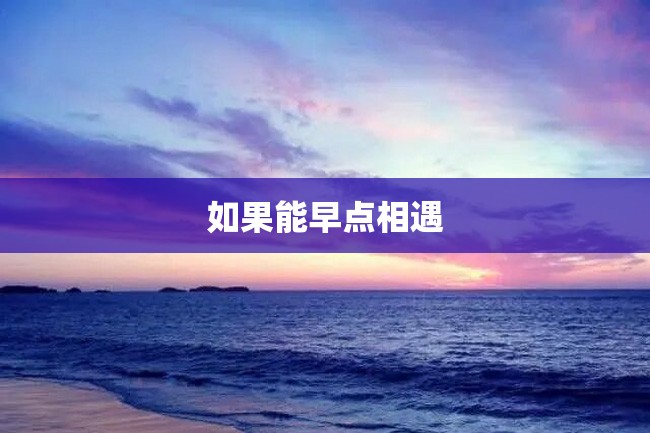 如果能早点相遇