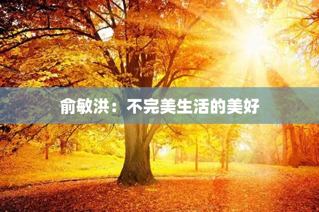 俞敏洪:不完美生活的美好