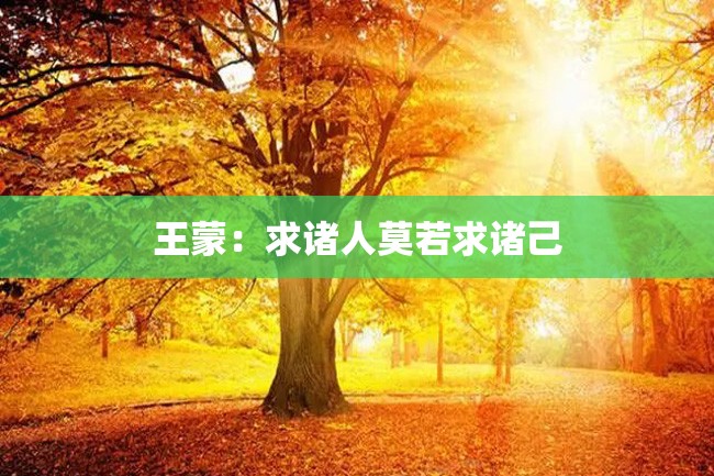 王蒙:求诸人莫若求诸己