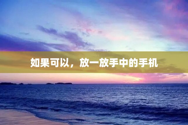 如果可以,放一放手中的手机