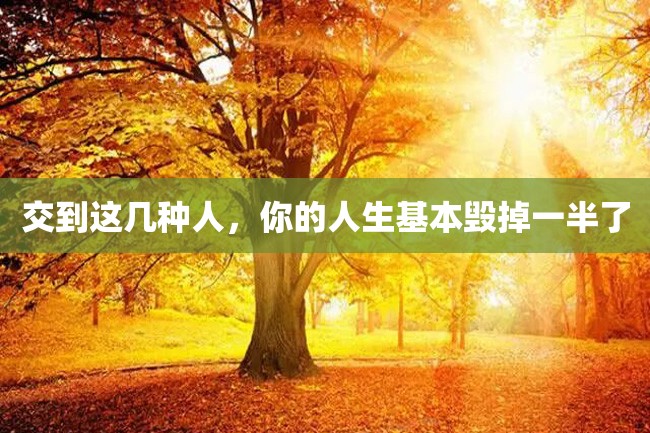 交到这几种人,你的人生基本毁掉一半了