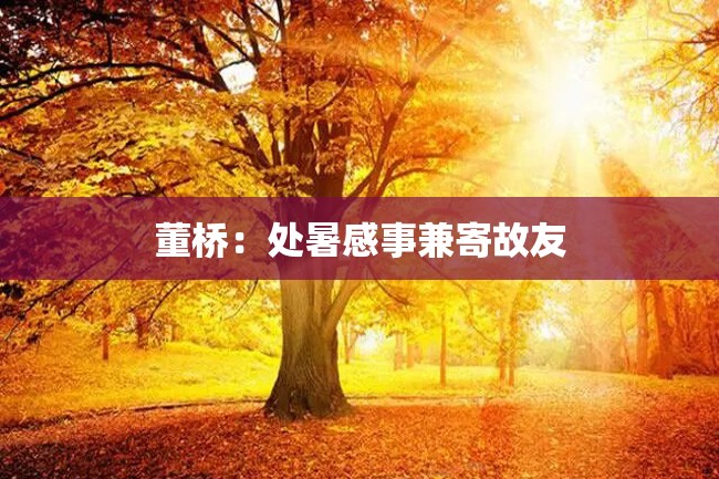 董桥:处暑感事兼寄故友