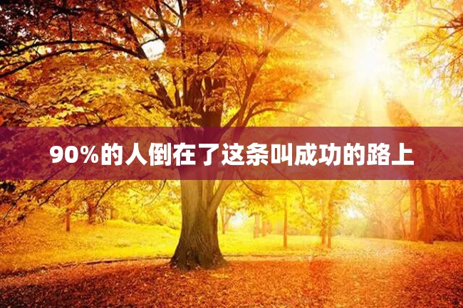 90%的人倒在了这条叫成功的路上