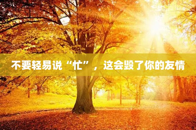 不要轻易说“忙”,这会毁了你的友情