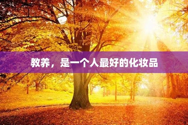 教养,是一个人最好的化妆品