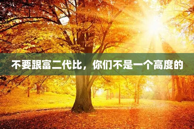 不要跟富二代比,你们不是一个高度的
