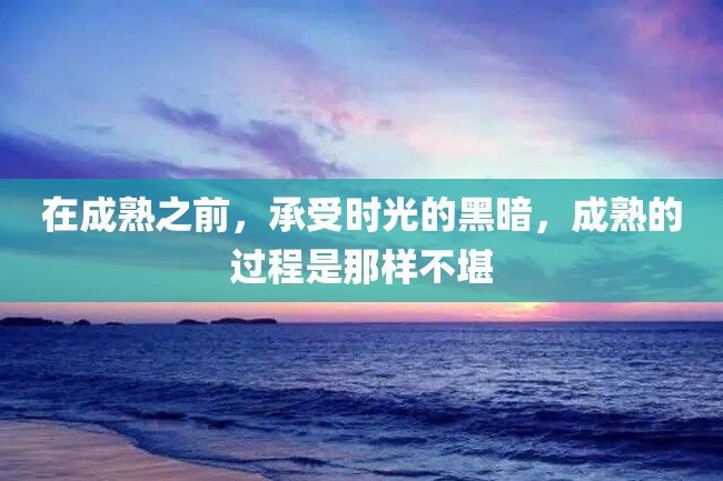 在成熟之前,承受时光的黑暗,成熟的过程是那样不堪