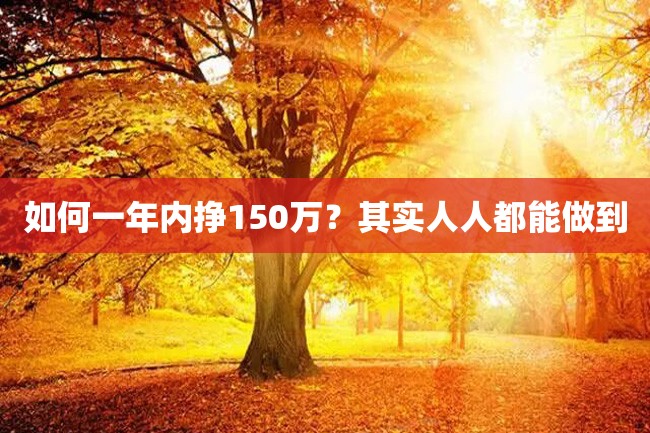 如何一年内挣150万?其实人人都能做到