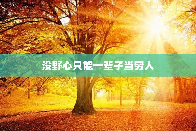 没野心只能一辈子当穷人