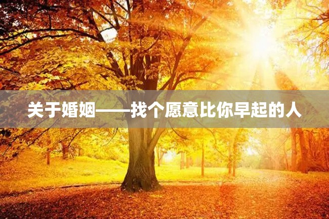 关于婚姻——找个愿意比你早起的人
