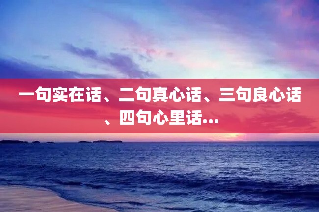 一句实在话、二句真心话、三句良心话、四句心里话…